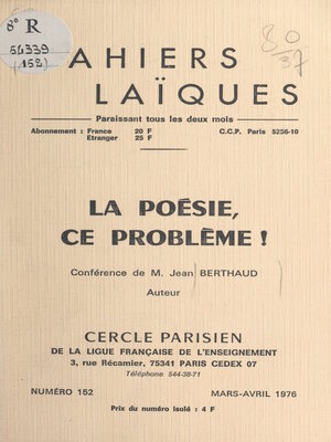 cover image of La poésie, ce problème !